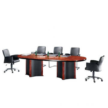 office meeting room Wooden Leather luxury design 8 people conference table and Conference chair set